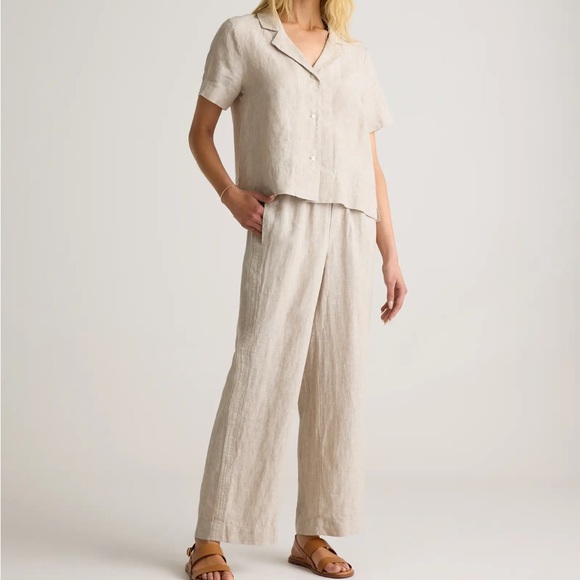 Quince Pants - QUINCE 100% European Linen Wide Leg Drawstring Pants in Flax size Medium